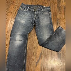 Diesel Men's Distressed button fly Blue Denim Jeans koffha 34x34